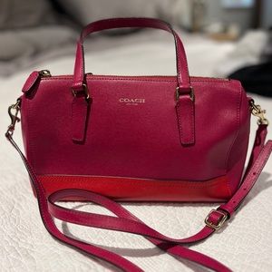 Beautiful and unique small Coach purse. Approximately 10” x 6”.